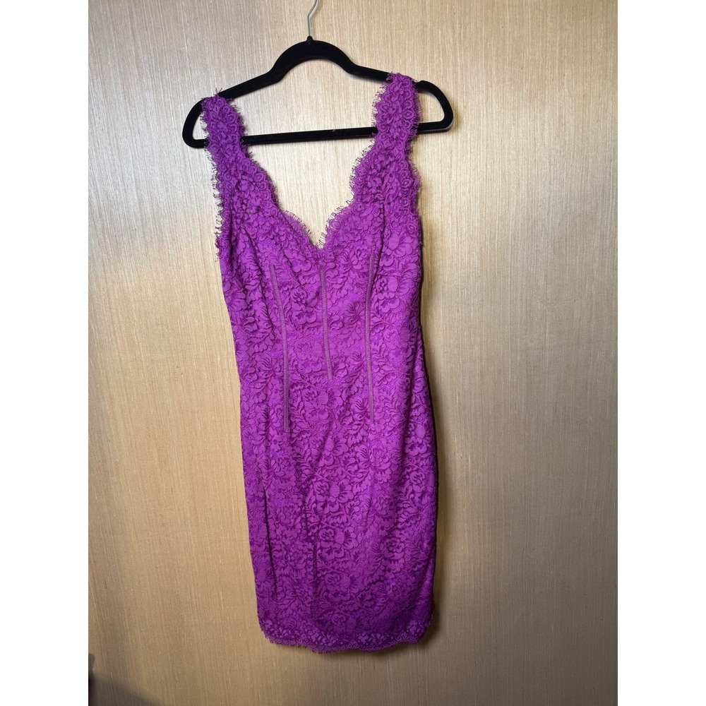 Monique Lhuillier Purple Lace Mini Dress